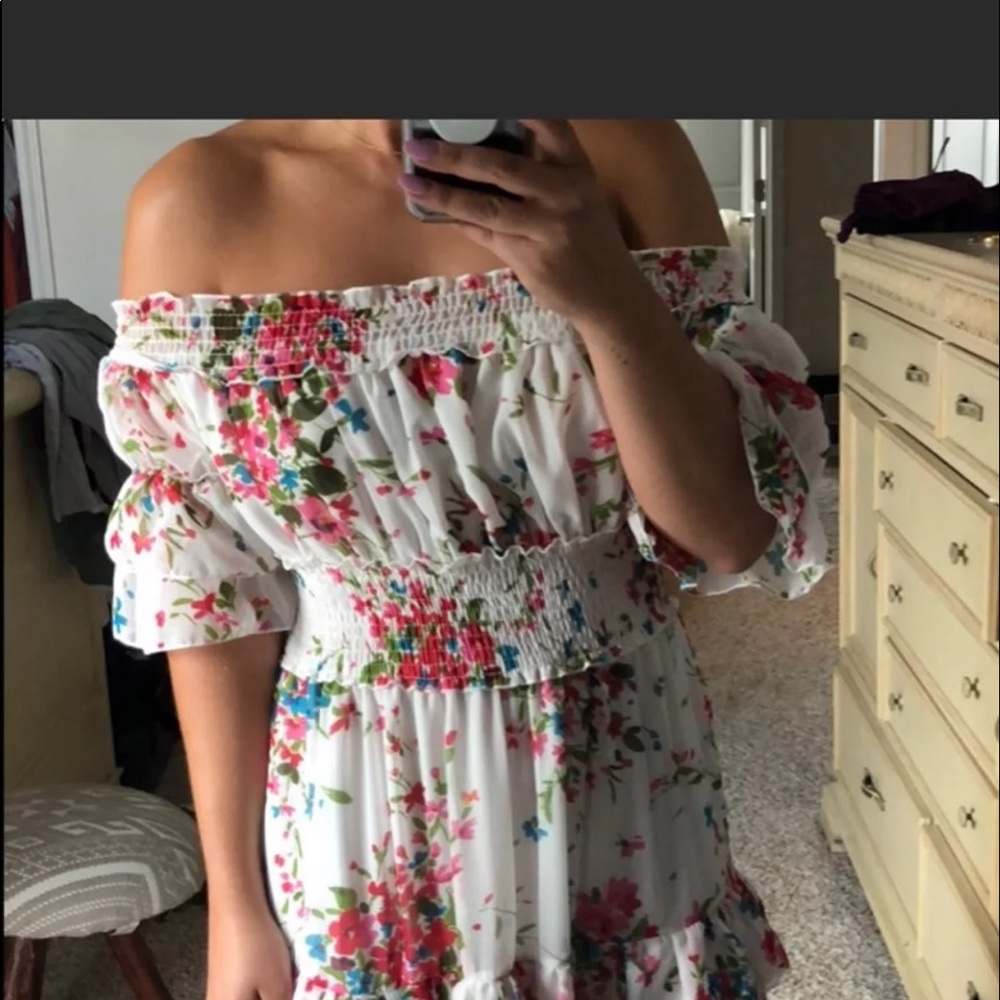 Cute off the shoulder floral dress
